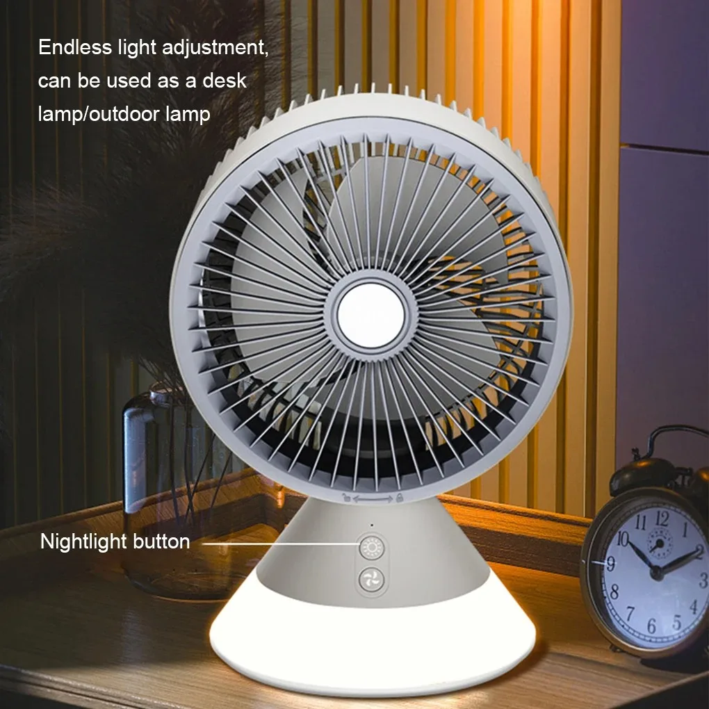 4000mAh Desktop Circulating Fan Rechargeable Oscillating with Warm Night Light 3 Speed Adjustment Table Fan Remote