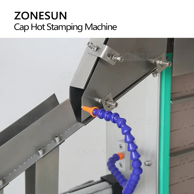 ZONESUN ZS-819R2A Automatic Bottle Cap Stamping Machine With Cap Feeder Hot Foil Production Line