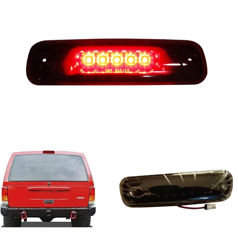 

Smoke/Red LED 3rd Third Brake Light Rear Stop Lamp for 97-01 Cherokee XJ 2.5L/4.0L 1997 1998 1999 2000 2001
