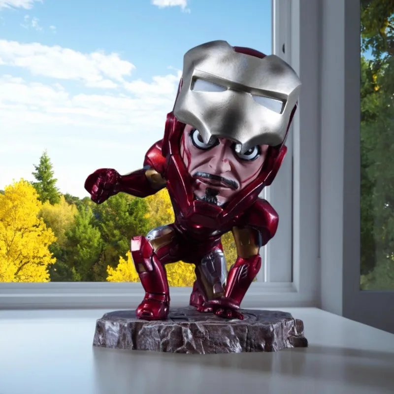 

14cm Marvel The Avengers Kneeling Iron Man Figure War-Damaged Mk85 Fingers Model Toys Room Ornament Brithday Gift