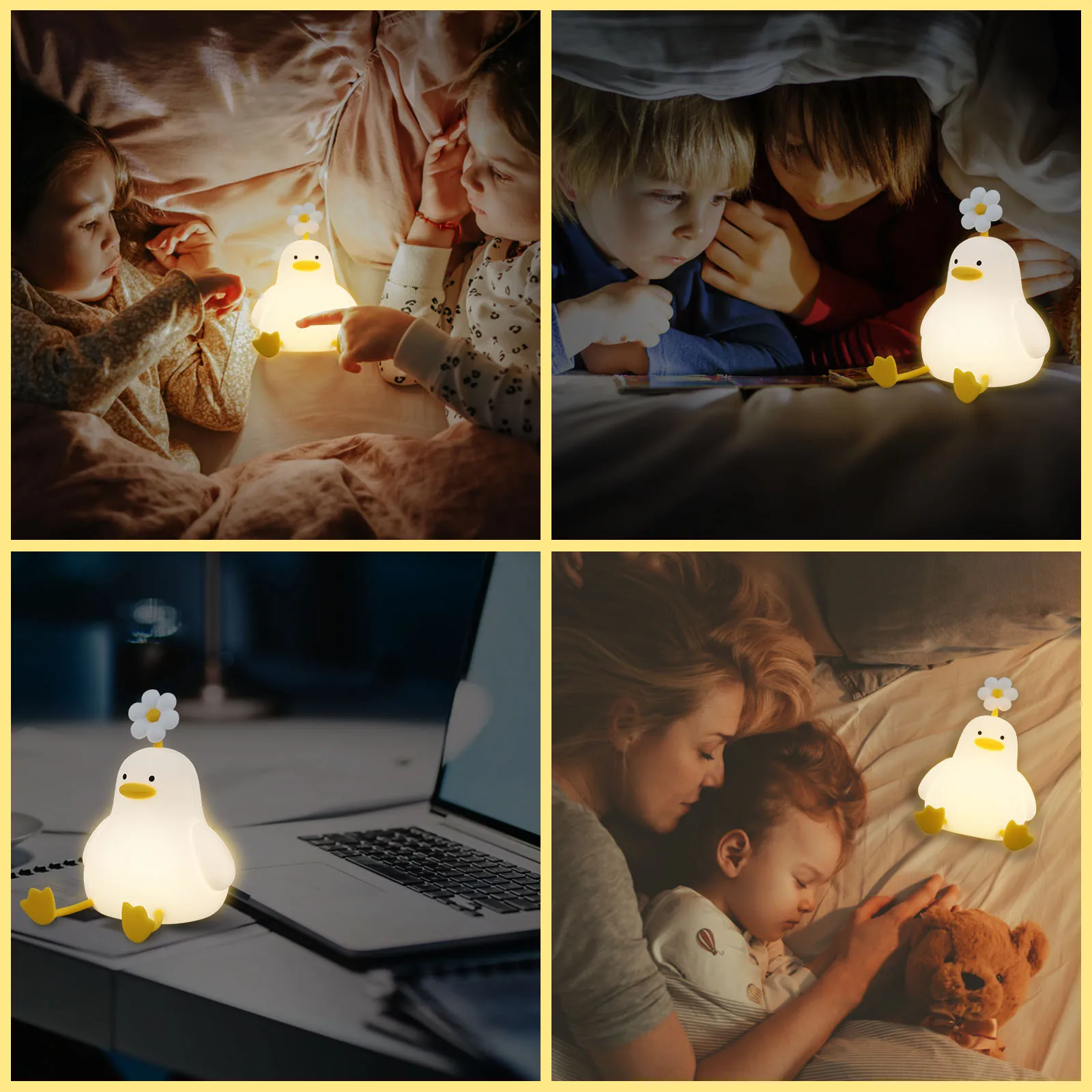 Led bambini luce notturna anatroccolo lampada ricaricabile USB Silicone Squishy dormire camera da letto Desktop Decor lampada regalo di festa per bambini