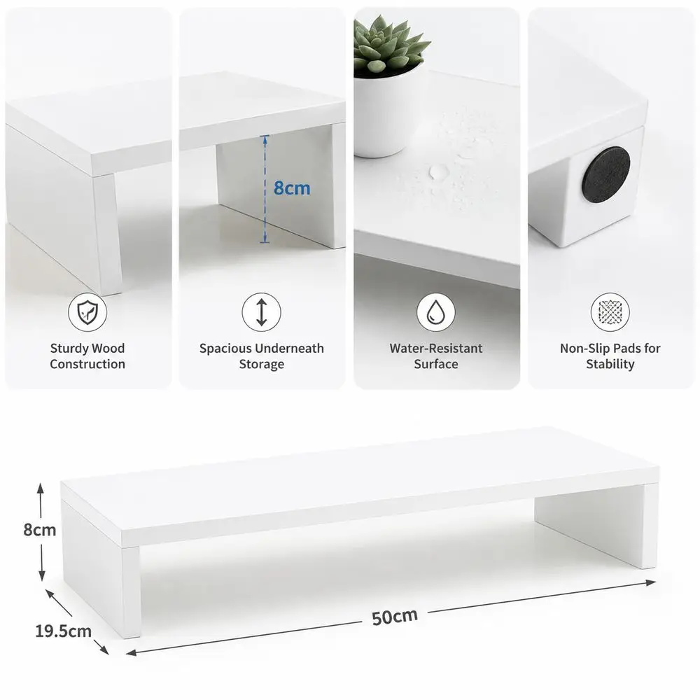 New Wood Monitor Stand Riser Solid Color Space Saving Desktop Monitor Stand Screen Riser Home Office