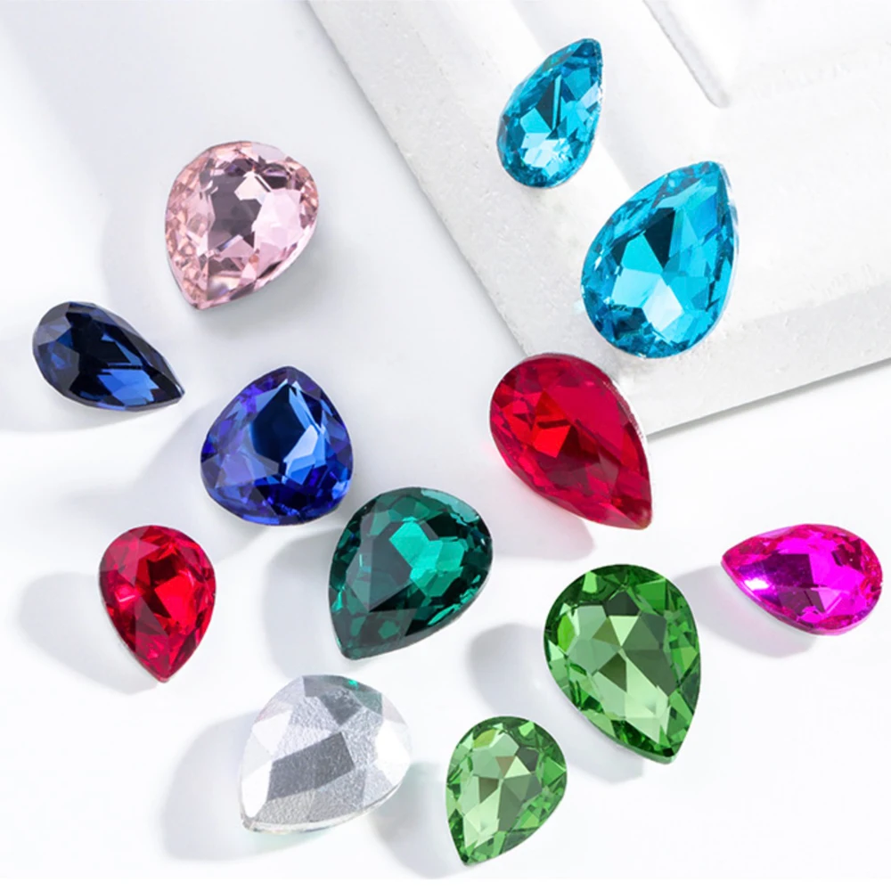 20 Pieces Crystal Water Drop Teardrop Glass Rhinestone For Garment Craft Charm Jewelry 3D Nail Arts Diy Jewelry Accessories