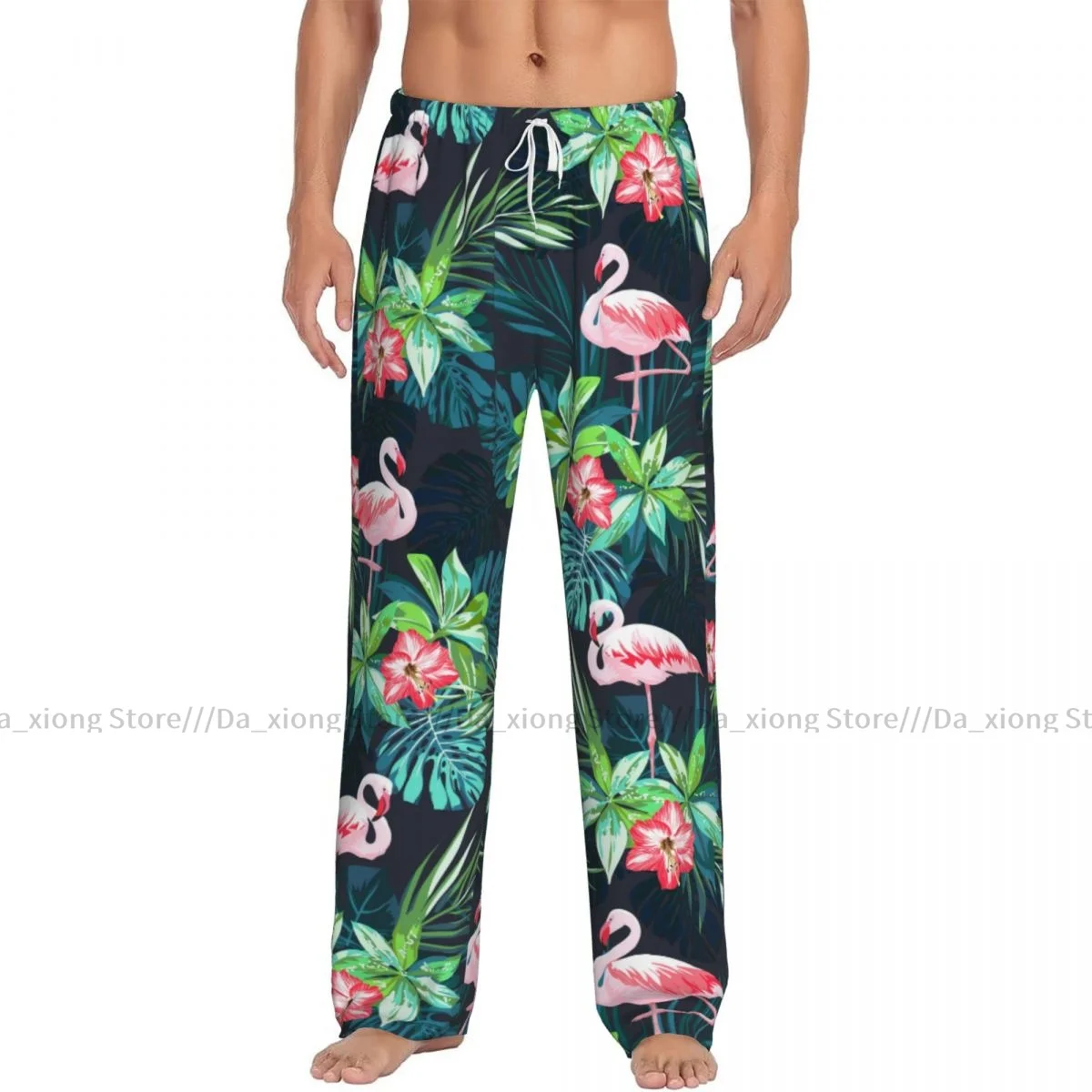 Men's Sleepwear Loose Sleep Pants Pajamas Tropical Flamingos Long Lounge Bottoms Casual Homewear