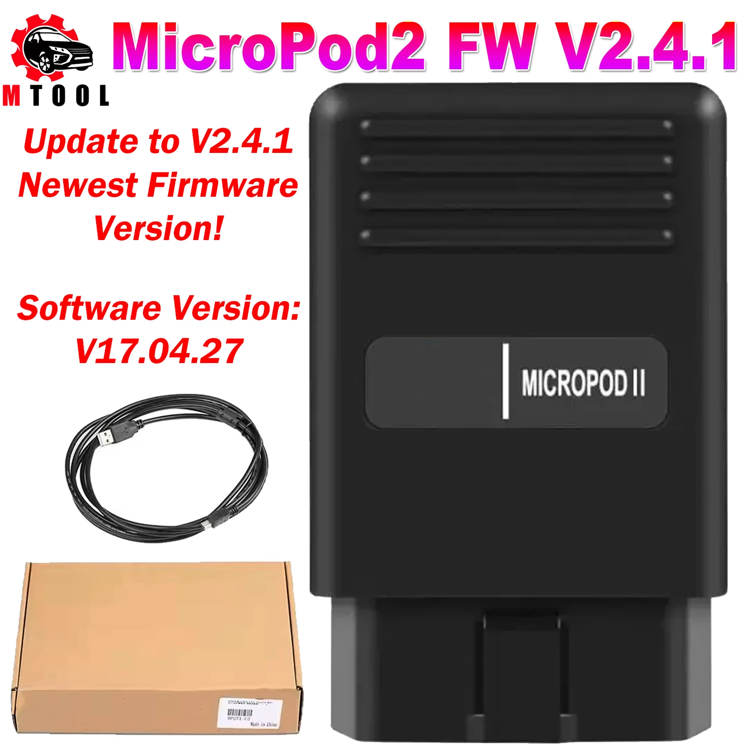 MicroPod2 FW V2.4.1 SW V17.04.27 MicroPod 2 for Fiat for Chrysler for Dodge For Jeep Diagnostic Tool Support Online Programming