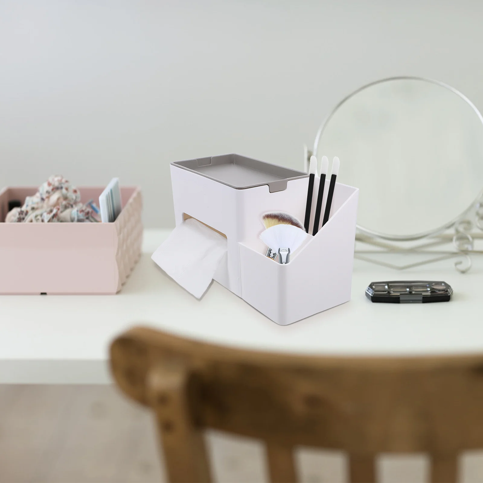 

1pc Plastic Tissue Box Holder For Living Room Bedroom Desktop Storage Organizer Remote Control Bead Ring Earring