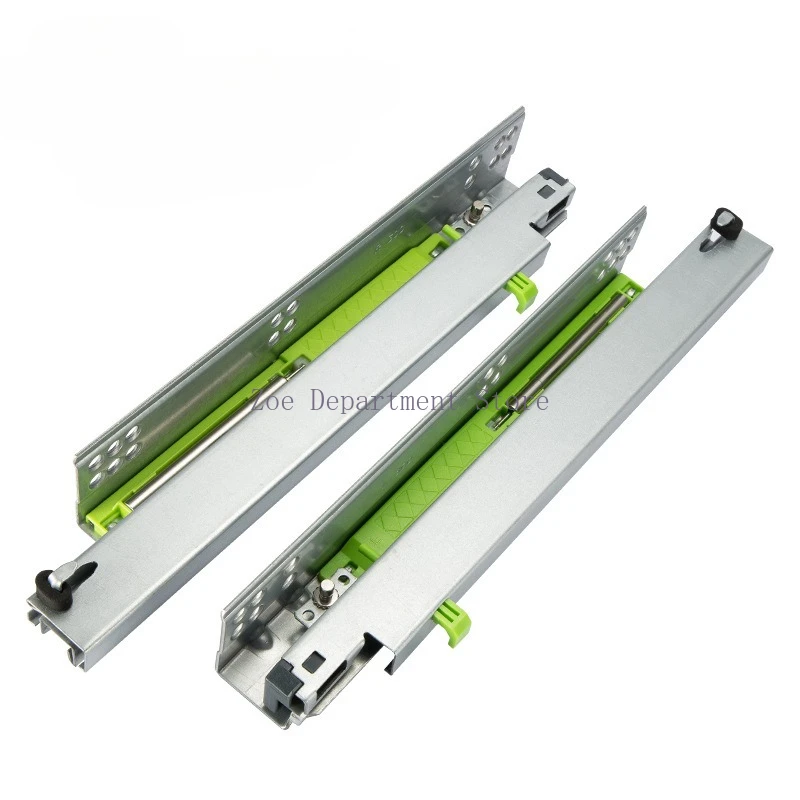 

Нижняя амортизирующая направляющая для выдвижных ящиков, скрытая, трехсекционная, с отскоком, невидимая, нижнее крепление