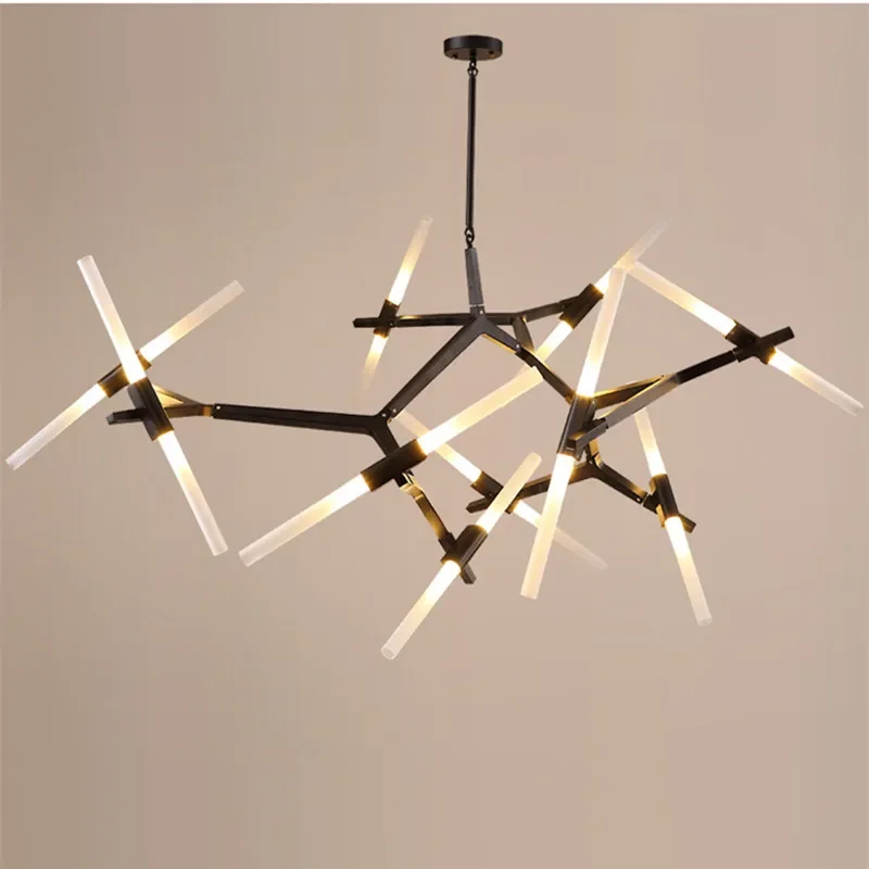 Imagem -02 - Nordic Glass Rod Led Teto Lustre Hall Jantar Sala de Estar Mesa Central Quarto Lâmpada Pingente Home Decor Lusters Fixture