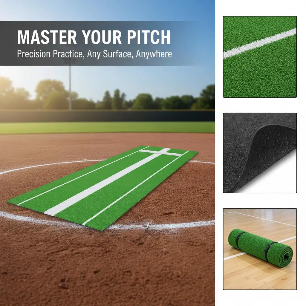 

Искусственный газон для тренировок по софтболу 10x3 фута для использования в помещении, на открытых полях, на заднем дворе, с встроенными резиновыми неровностями и износостойкой поверхностью.