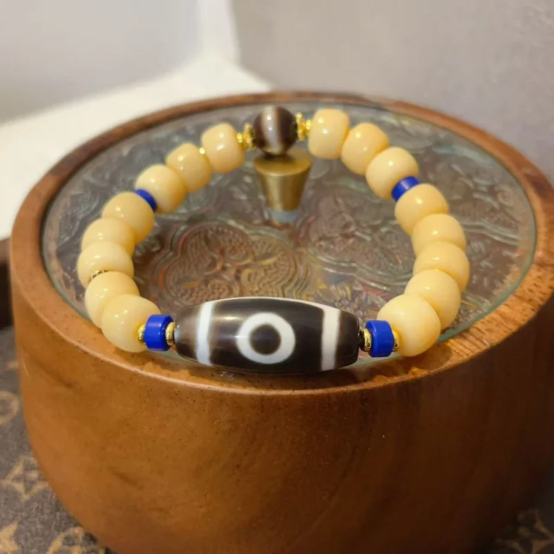 

Tuo Bone Matching Two-Eyed Dzi Bead Bracelet String Accessories