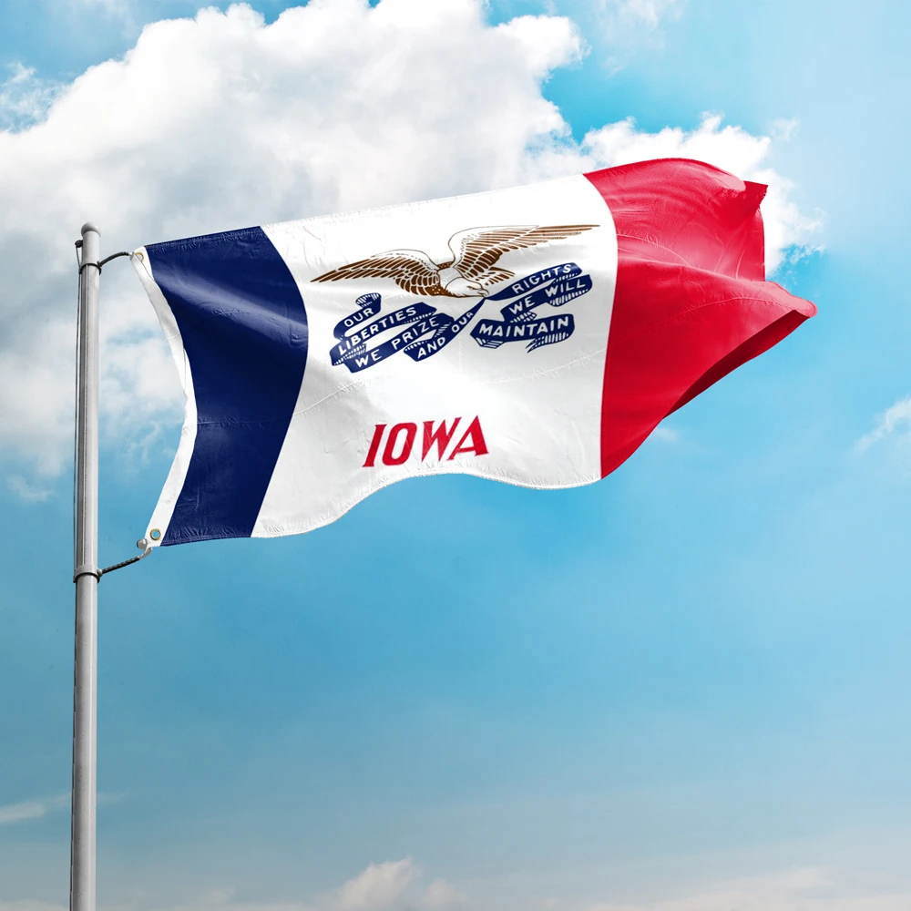 Iowa Flag 3*5FT 90*150CM USA States Flags Design Custom Indoor Outdoor Decor Banners  Polyester UV Resistance Double Stitched