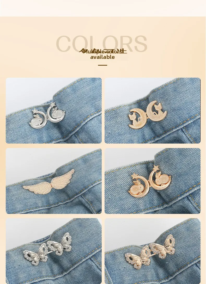 Jeans Button Adjustable Clips for Pant Skirts Waist Tightener Buckle Snap Button Adjuster Butterfly Pin Button Clothing Supplies
