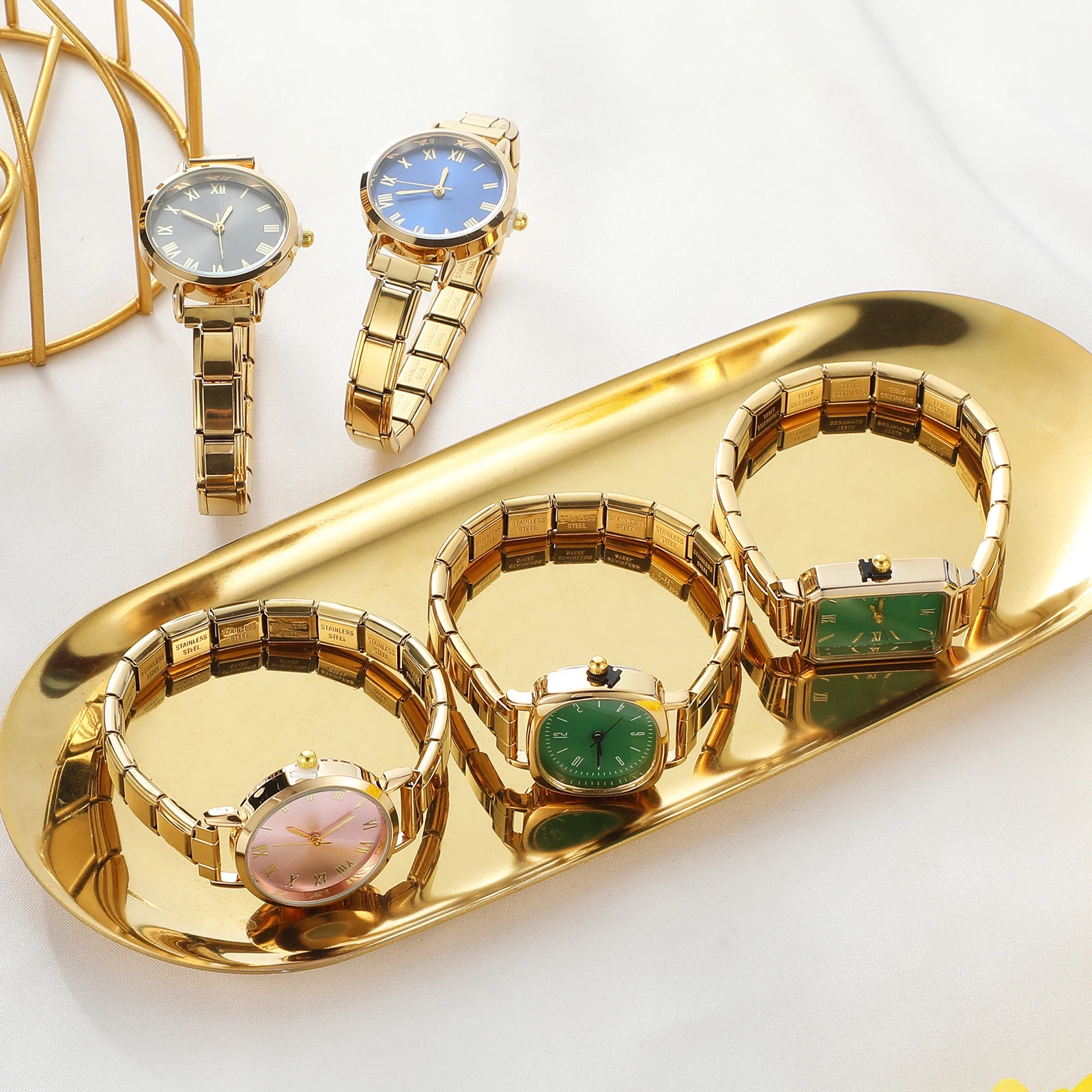 Fashion Women's Stainless Steel Square Round DIY High Quality Watch Bracelet Bangle For Party Friend Wife Birthday Jewelry Gift