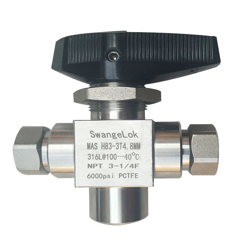 CNG-1/4NPT 83F High Pressure Valve 304 Stainless Steel Tee 3 Ways Ball Valve for Gas Filling Station