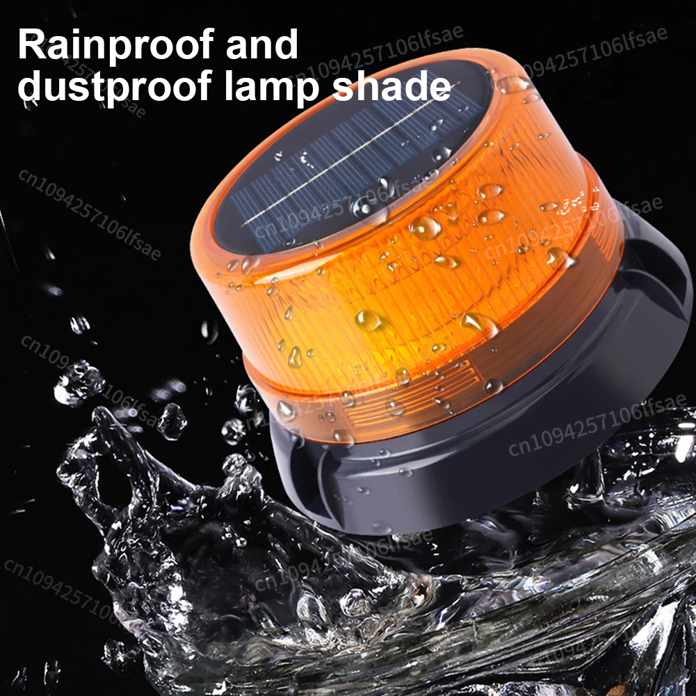 Solar Strobe Warning Light Rechargeable Beacon Light with Magnetic Base Safety Flashing Light for Trucks/Trailer/Vehicle