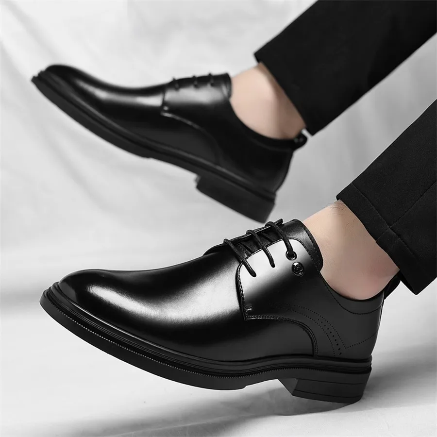 Men's Formal Dress Shoes Lace-Up Thick Sole Round Toe Soft Padded for Office, Weddings and Parties