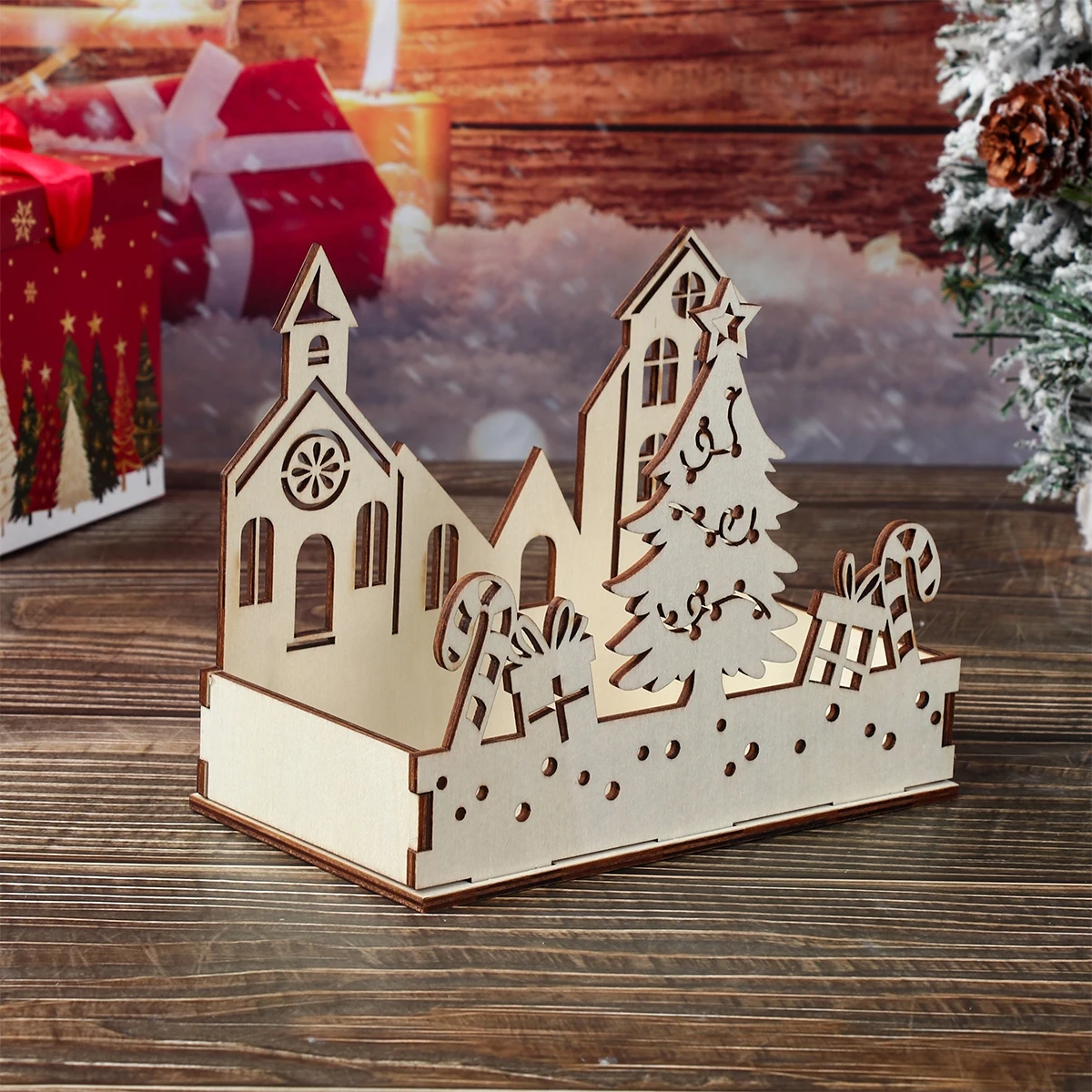 

Christmas Candle Holder Merry Christmas Decoration for Home 2025 Pendant Xmas Wooden Ornaments Navidad Natal New Year Gift 2026