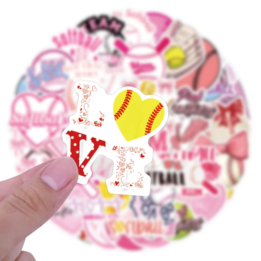 10/30/50 Uds. Pegatinas de grafiti creativas de dibujos animados de Softbol rosa deportivo álbum de recortes decorativo taza de agua funda de teléfono maleta calcomanía de juguete