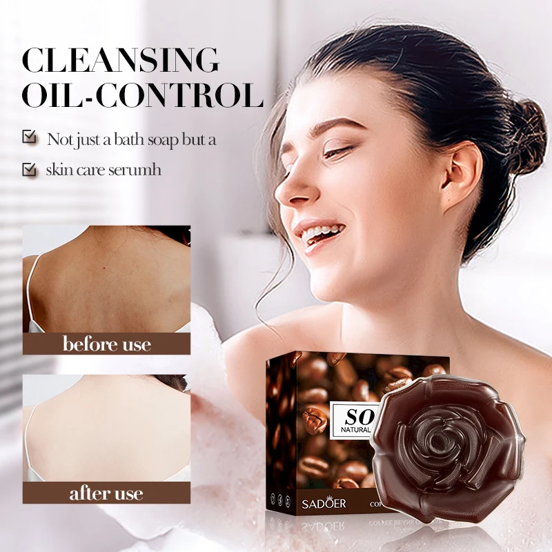 SADOER Coffee Facial Soap Face Wash Foam Facial Cleanser Whitening Moisturizing Anti Acne Wrinkle Body Bathing Facial Soap