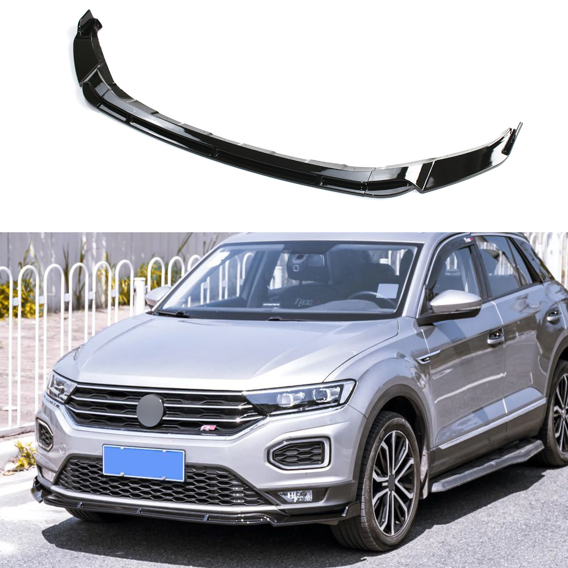 Car Front Bumper Lip Spoiler Diffuser Splitters Body Kit Aprons Cover Guard Trim For VW T-Roc / T Roc TSI TDI 2017-2021