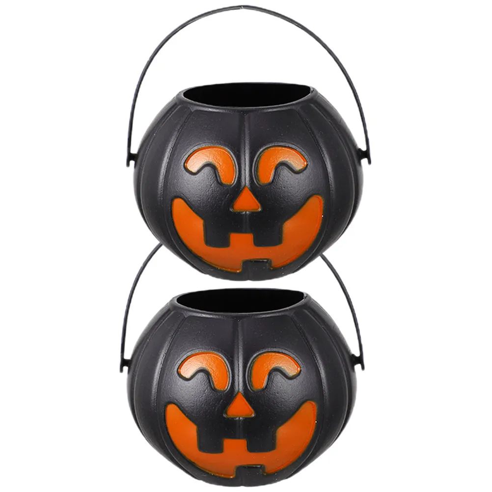 

Halloween Pumpkin Bucket 2pcs Candy Storage Containers Trick or Treat Buckets for Kids Party Decorations Plastic Gift Bucket