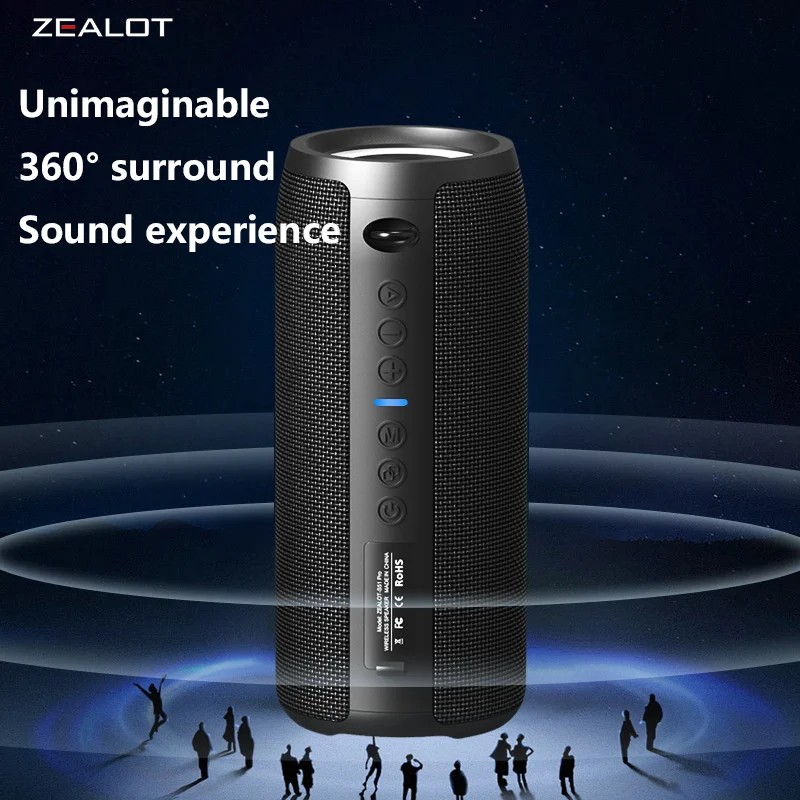 ZEALOT S51 Pro 40W Wireless Speakers, Outdoor Portable Subwoofer Speaker, 5200mAh Battery, 24 Hours Playtime Loud Stereo.