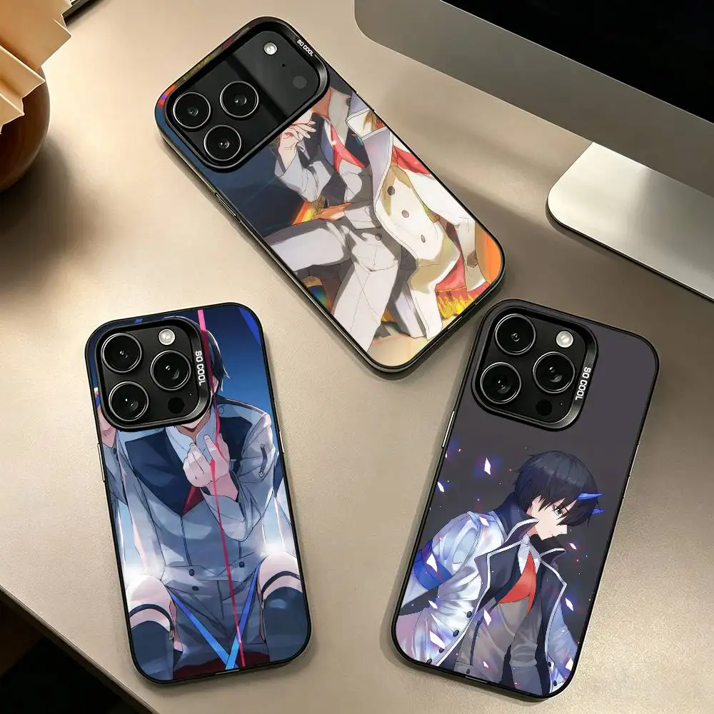 

Anime Hiro DARLING x F-FRANXX Phone Case For iPhone 17,16,15,14,13,12,11 Plus,Pro Max,XS,Colorful Silver Black Cover