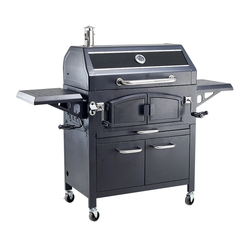 Modern Korean Style Premium Charcoal BBQ Grill Black Powder Coated Steel High Quality Heavy Duty Trolley CE/GS Certified Flame