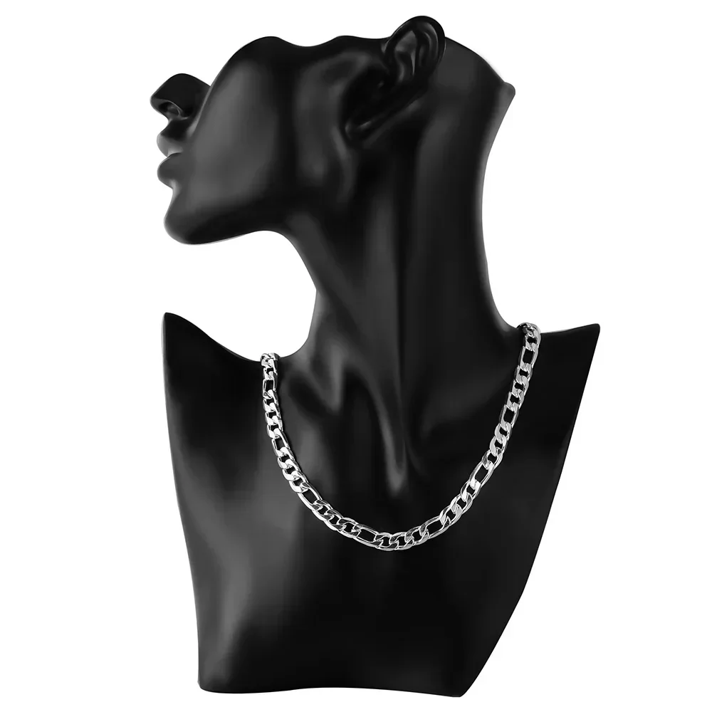 حار أزياء الرجال 8MM سلسلة الهندسة المسطحة 925 الاسترليني قلادة فضية للمرأة حزب هدايا العيد الماركات الكلاسيكية والمجوهرات