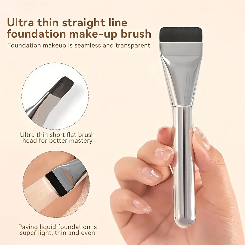 1/2 cepillo de base ovalado de cerdas de nailon hipoalergénicas ultrafinas y hipoalergénicas para base multiusos, perfecto para el contorno facial