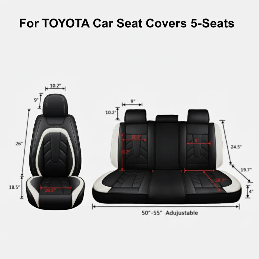 

For TOYOTA Car Chair Covers 5-Seats Full Set NAPA Leather Front Rear Protector Waterproof Breathable Anti-dirty