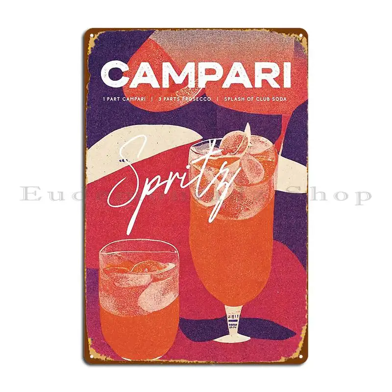 Campari Retro Cocktail Poster Violet Night Bar Prints Vintage Drinks Recipe Wall Art Metal Sign Printed Club Party Poster