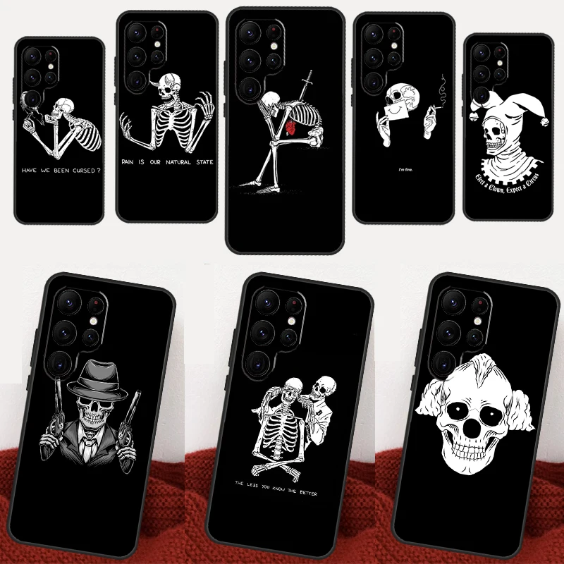 Death Skull Bones Clown Circus Case For Samsung Galaxy S23 Ultra S20 FE S21 FE S8 S9 S10 Note 10 20 Ultra S23 Plus Cover