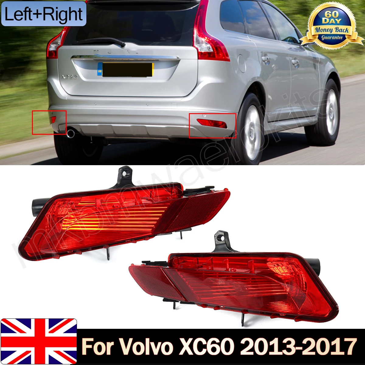 

31353285 31353286 Rear Bumper Reflector Light For Volvo XC60 2014 2015 2016 2017 Rear Fog Light Brake Lamp Parking Warning Lamp