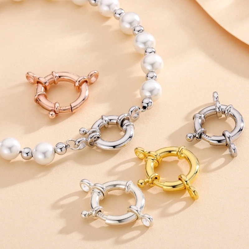 

Set of 10 Round Stainless Steel Necklace Clasp Stylish and Easy to use Fastener for Personalized Necklaces and Bracelets