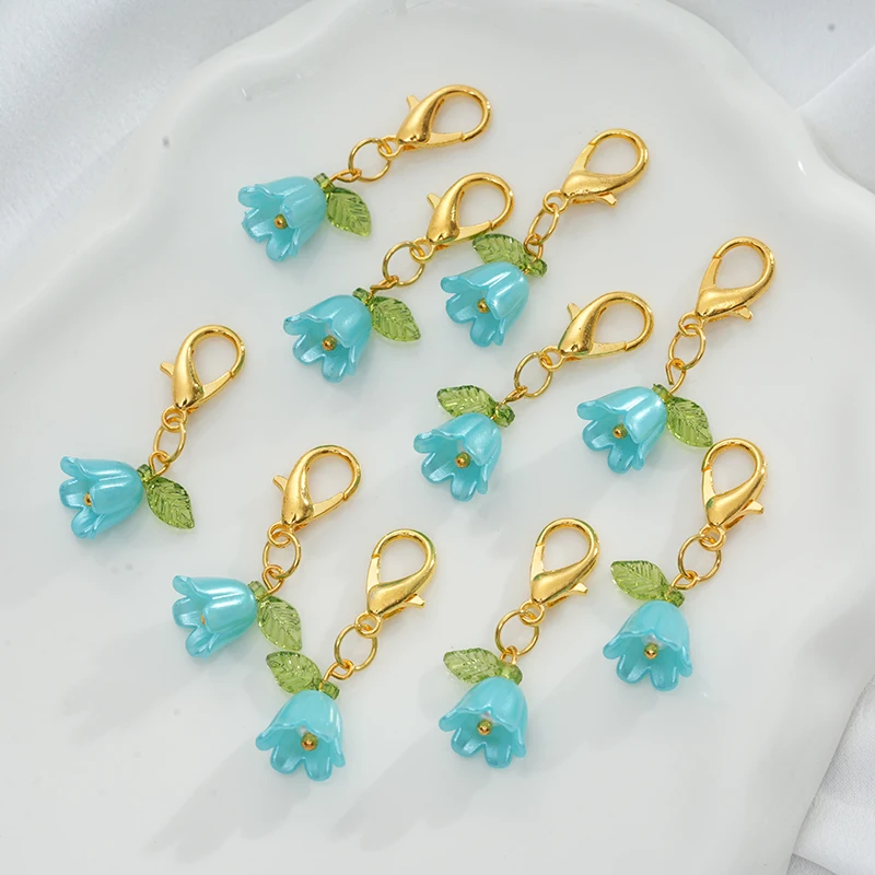 10pcs Cute Flower Keychain Lobster Claw Clasps Charm For Bag Key Chain Ornaments