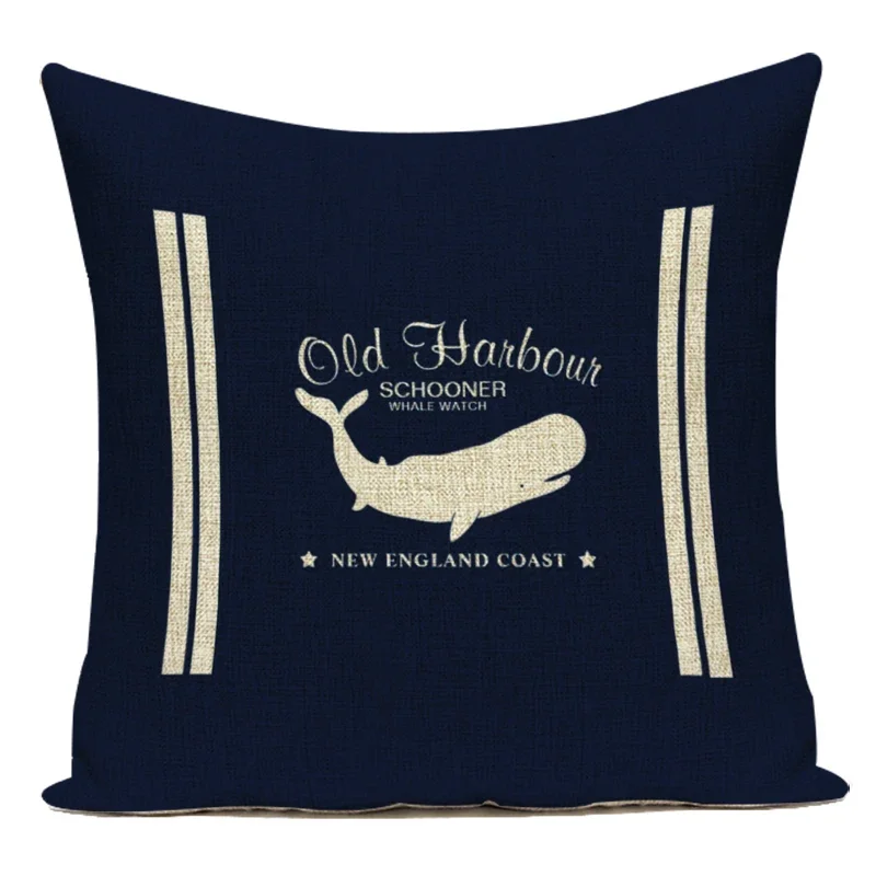 Decorative Throw Pillows Case Retro Mediterranean Navigation Dark Blue Polyester Cushion Cover for Sofa Home Car Pillow Cover