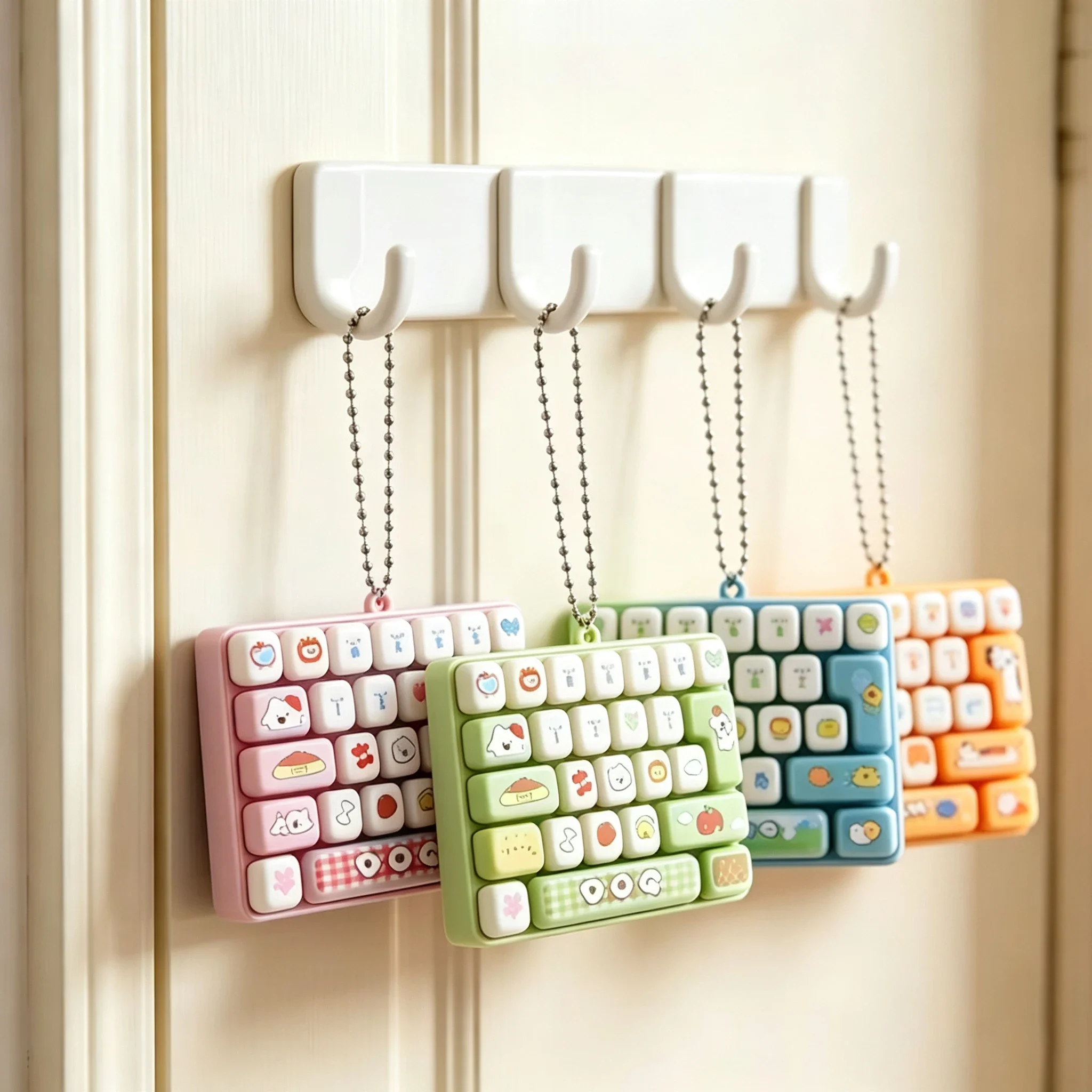 Mini 26 Key Caps Clicker Keychain 26 Keys Fidget Toy Anti Stress Keyboard Keyring Portable Bag Charm Fingertip Decompression Toy