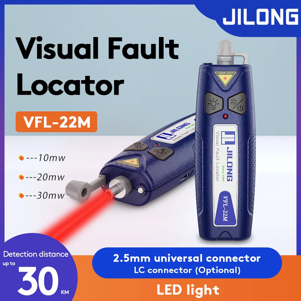 

JILONG FTTH VFL Optical Fiber 3A Laser Mini Visual Fault Locator 650nm With LED Light 10mW 20mW 30mW Up to 30Km