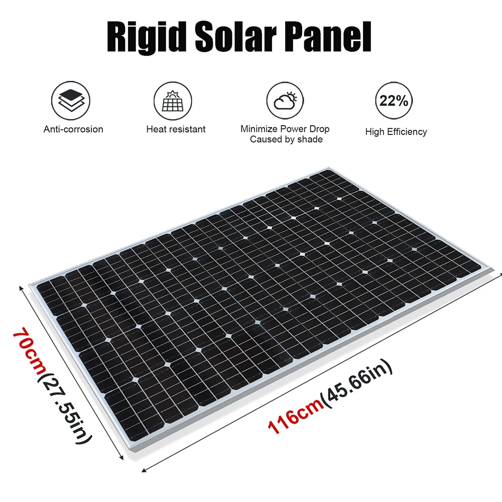 لوحة شمسية زجاجية 26.4 فولت 200 وات |   شاحن بطارية الألواح الشمسية الصلبة أحادية البلورية بقدرة 400 وات، طاقة الخلايا الشمسية الكهروضوئية المنزلية