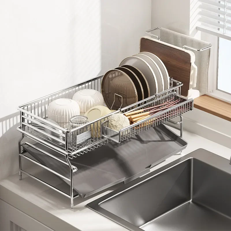 304 stainless steel dish storage rack, kitchen tableware storage rack, sink drain bowl rack, cross-border wholesale