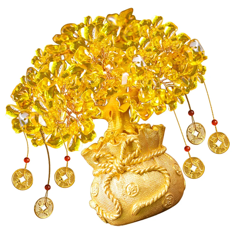 

Lucky Tree Ornaments Chinese Decoration Fortune Rich Tabletop Pot: Resin Statue Centerpiece Office Money Craft