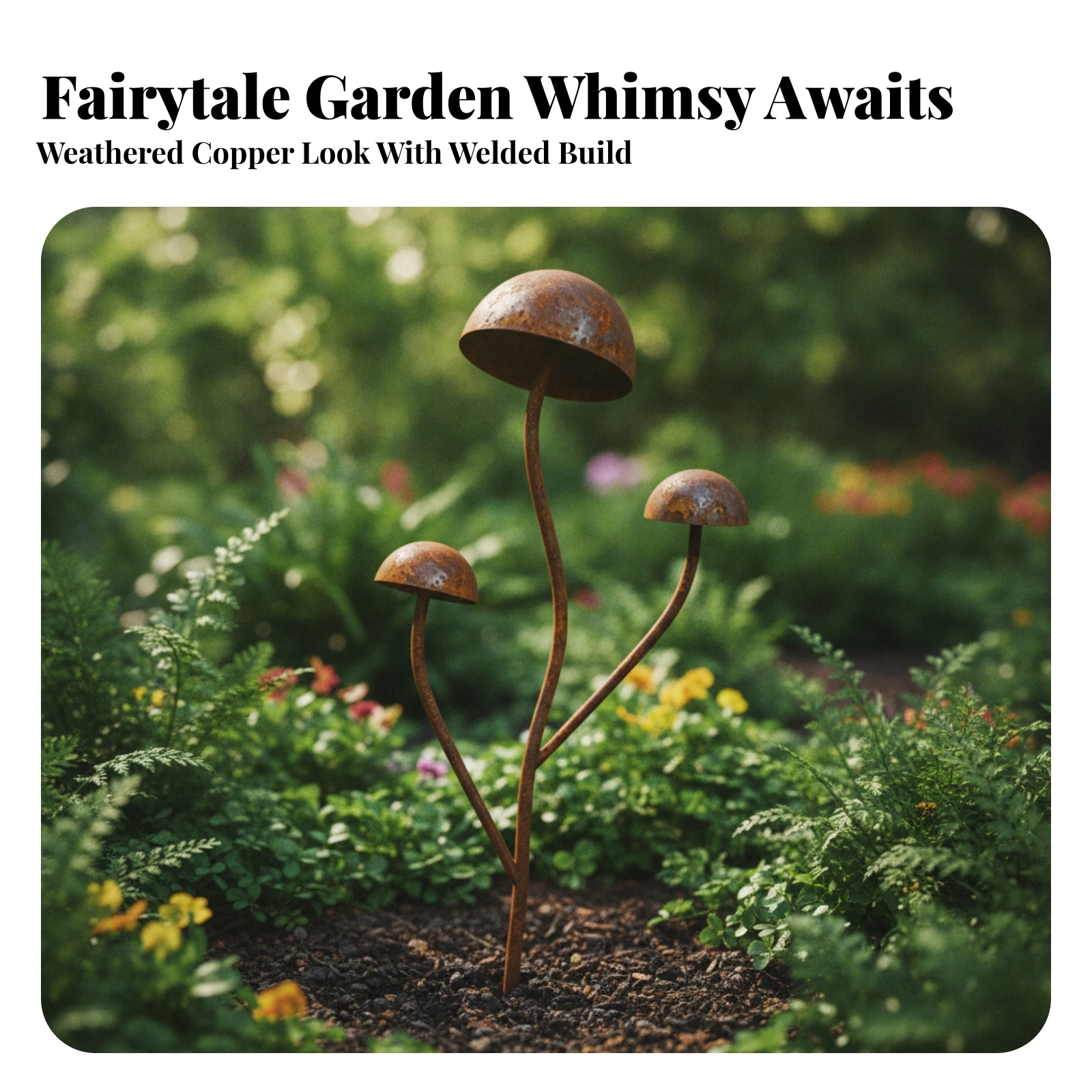Fungus Garden Stakes Weather-Resistant Metal Fungus Stakes Toadstool Lawn Ornaments Weatherproof Metal Garden Ornament
