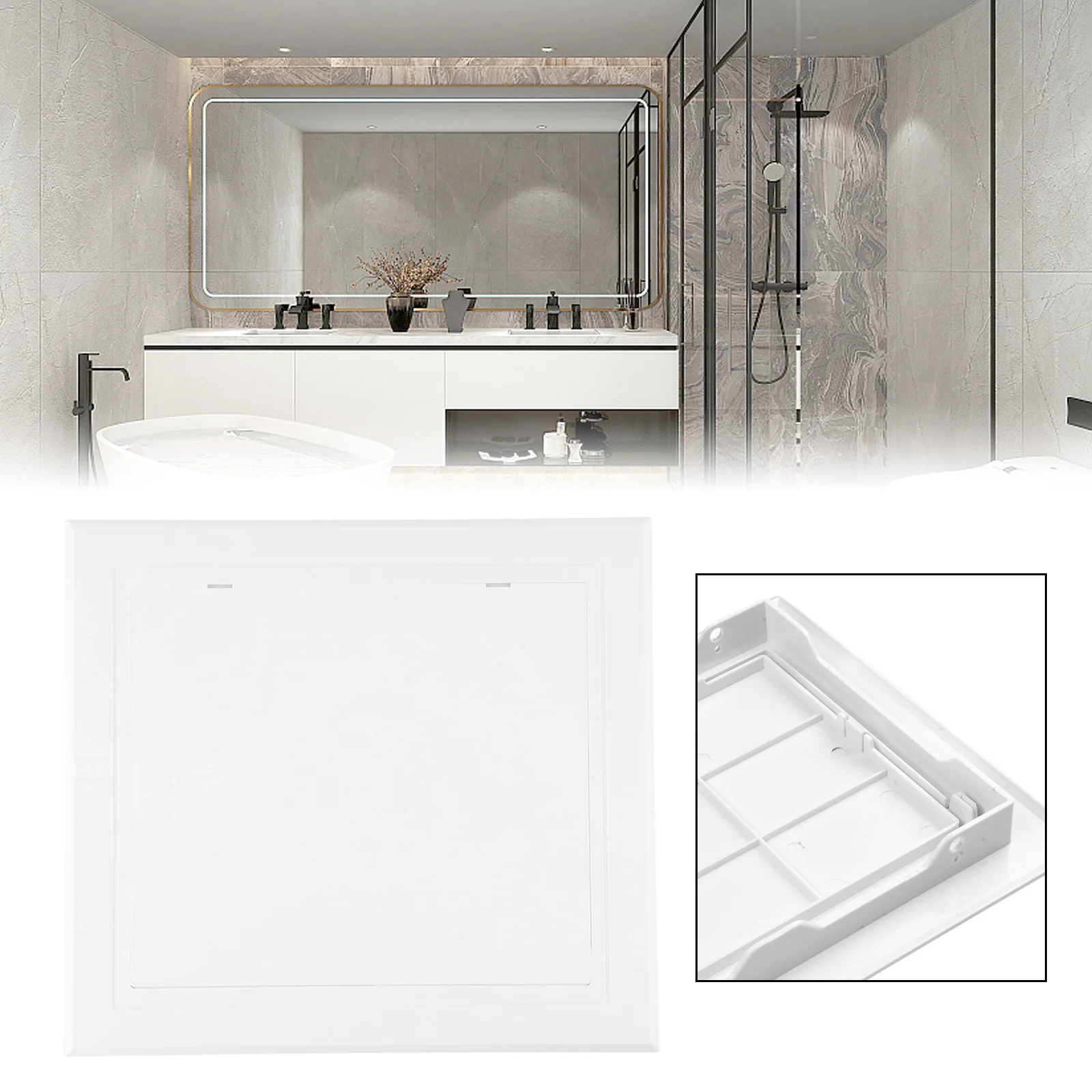 1pc White ABS Hinged Inspection Door Push Type Panel For Wall Port Maintenance Hatch Drywall Construction Repair Gate