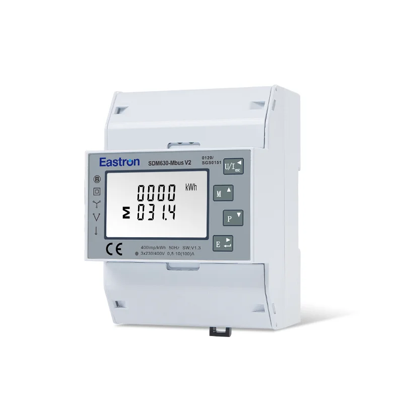 SDM630 Mbus V2,three phase M-bus energy meter 1p2w , 3p3w, 3p4w,100A Direct Connection , 2 pulse outputs; SDM630Mbus V2 MID