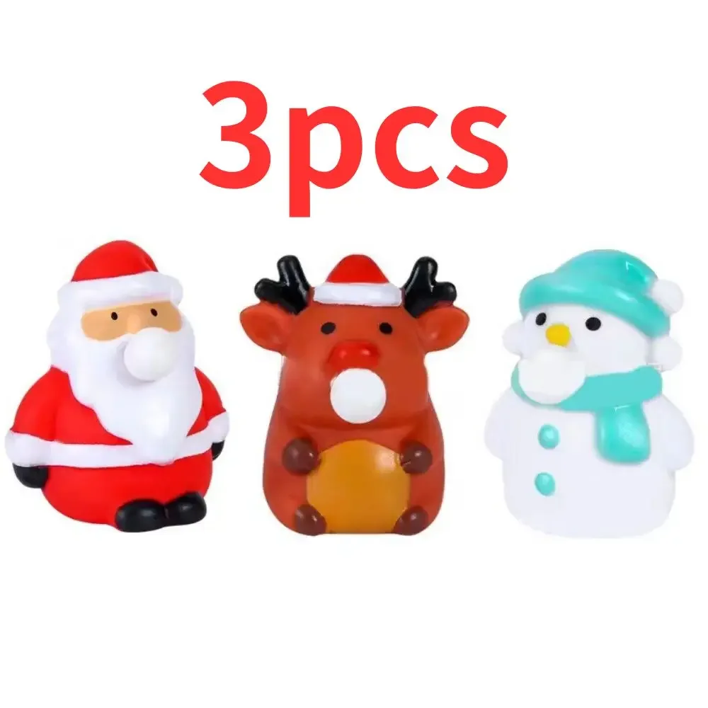 Christmas Toys Anti Stress Balls Santa Claus Snowman Elk Decompression Squeeze Sensory Toys Kids Christmas Party