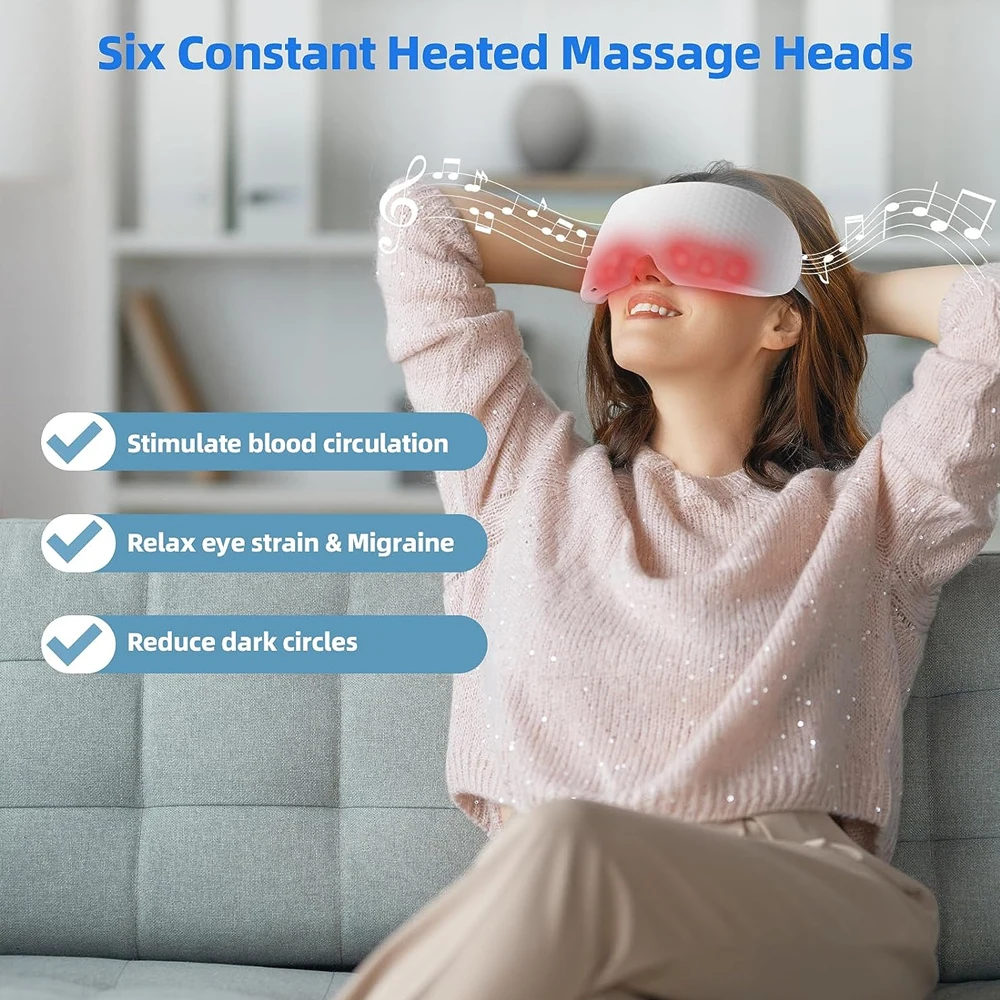 Smart Heated Mist Eye Massager Bluetooth Eye Care Device Point Acupressure Massager For Puffy Eyes Relieve Fatigue Dark Circles