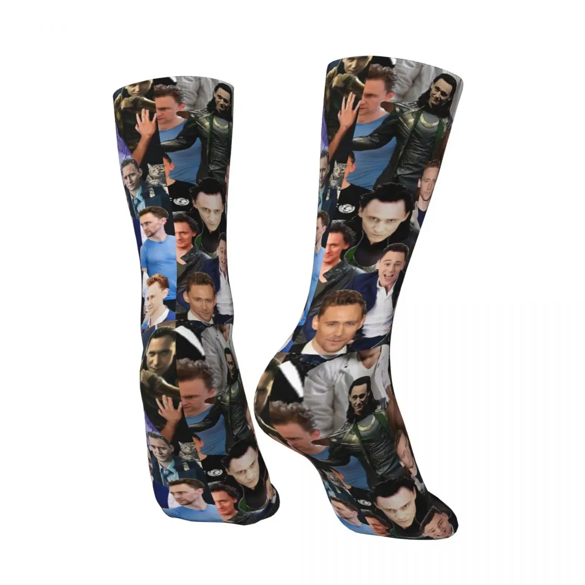 Tom Hiddleston Collage Men's Socks Vintage Harajuku Meme Street Style Novelty Casual Crew Sock