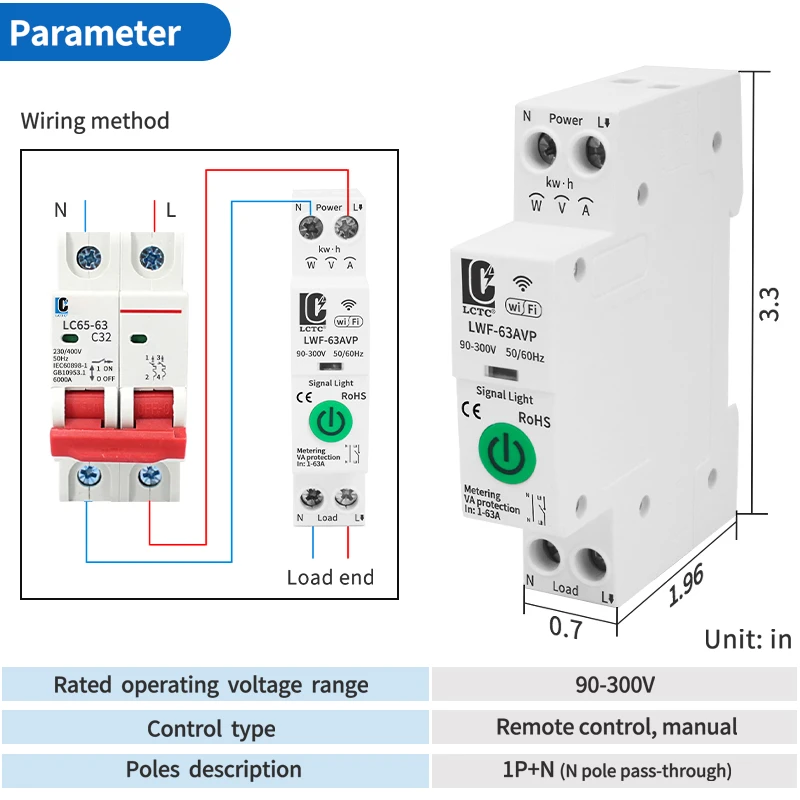 Tuya Wifi Smart Circuit Breaker With Metering Voltage Ammeter Protector Wifi Remote Voice Control Circuit Breaker