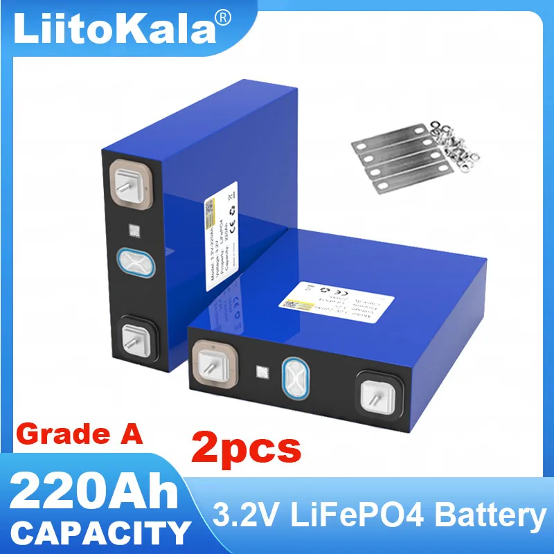 2pcs LiitoKala 3.2V 220Ah LiFePO4 Battery 3.2v Lithium iron phosphate batteries For 12v 24v Campers Golf Cart Off-Road Solar